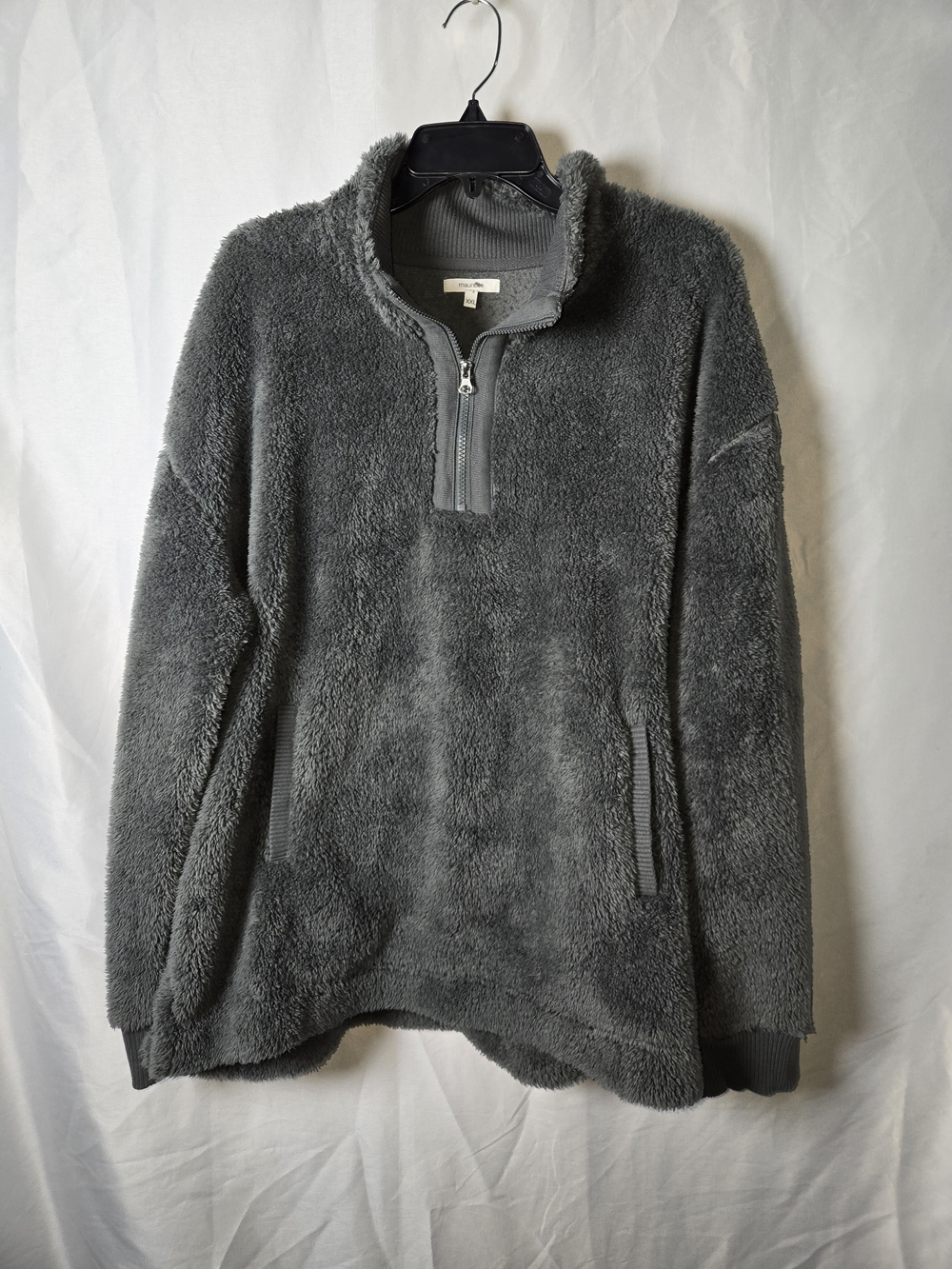 Men's Gray Quarter-Zip Sherpa Pullover Sweater